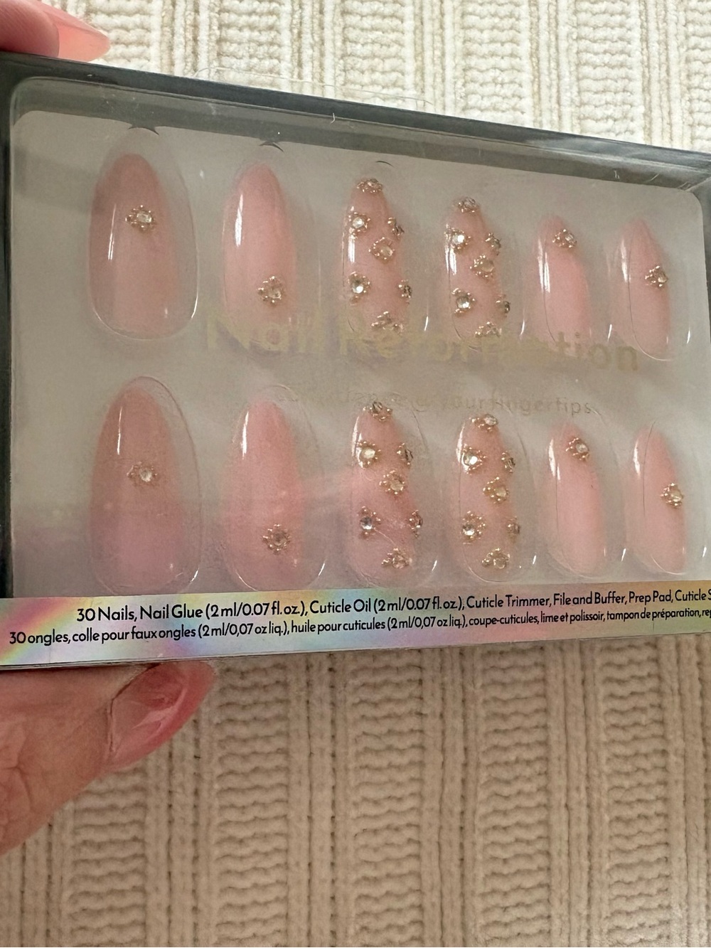 Nail Reformation Pink Press-On Nails with Gold Accents - Picture 3 of 6